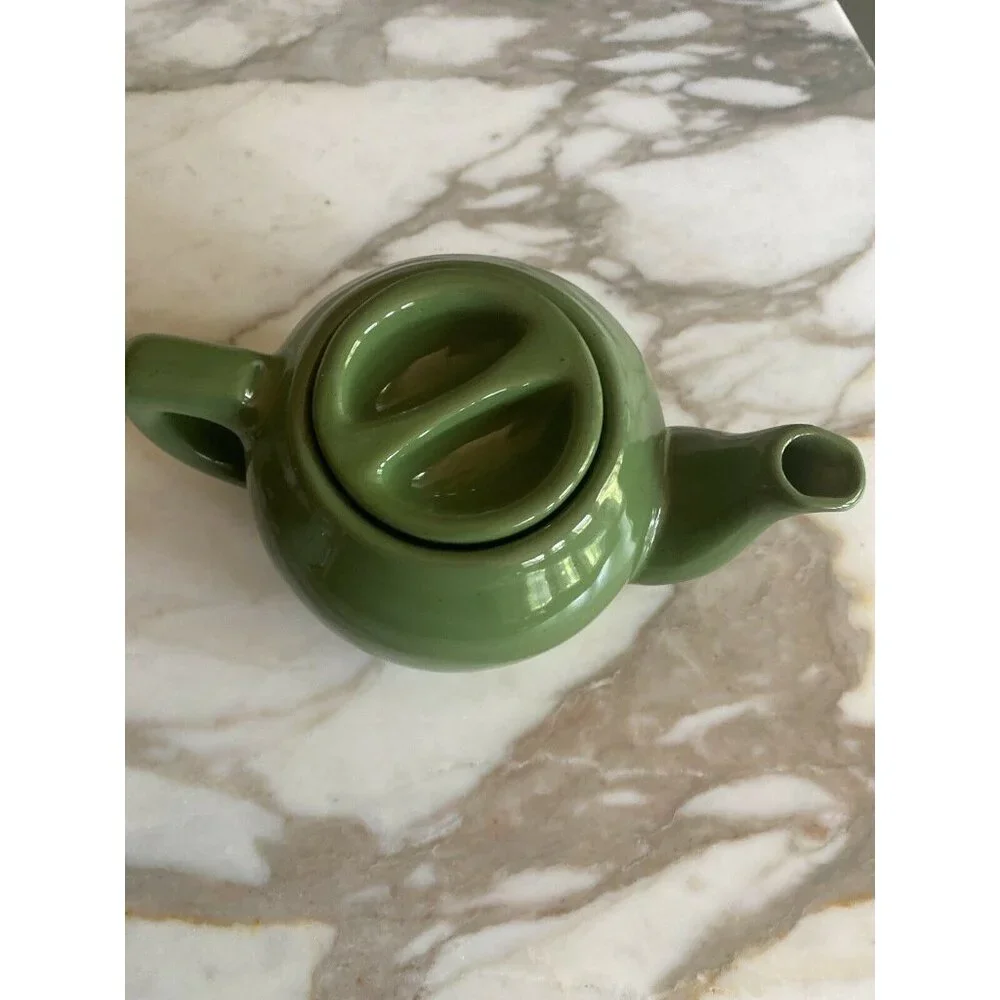 Vintage Green Ceramic Teapot‎ Lid 2-Cup Capacity Mid-Century Design